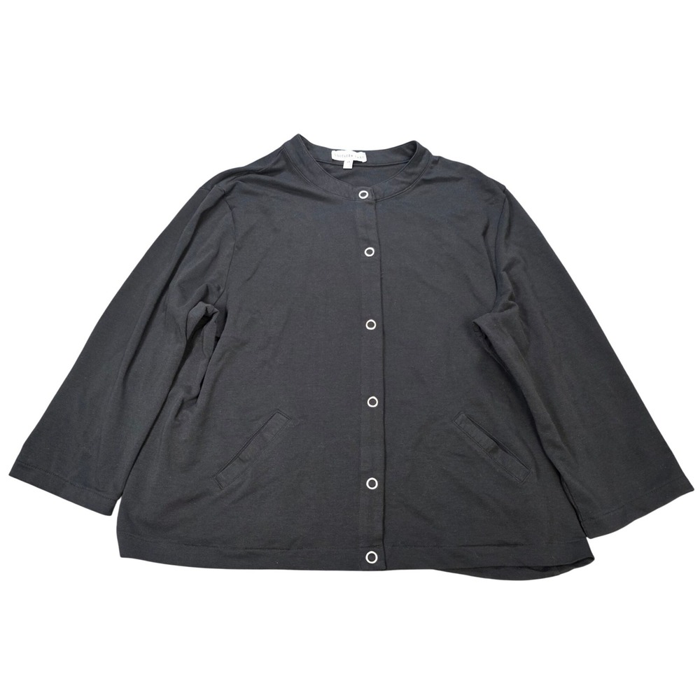 Southern Lady Snap Front Knit‎ Cardigan Jacket Women's Size 2X Black Long Sleeve